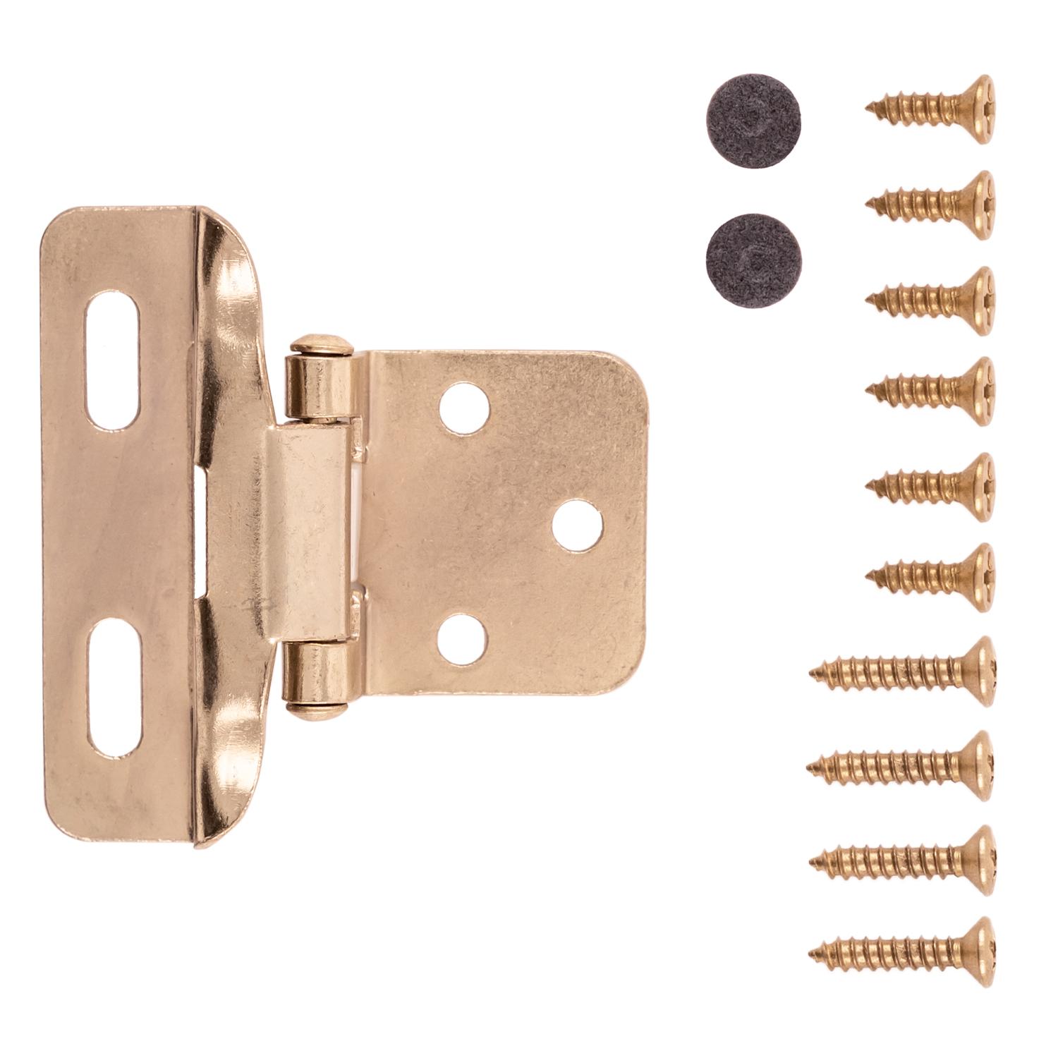 Hickory Hardware Semi-Concealed Cabinet Hinges - 1/2" Overlay Self-Closing Polished Brass